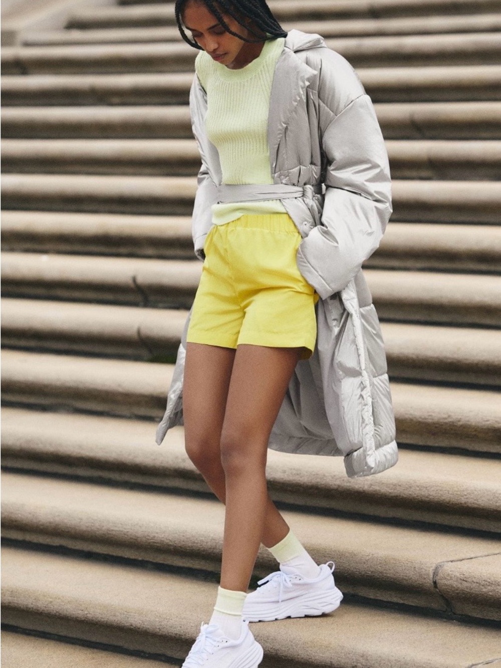 Anthro Yellow Elastic Waist Shorts by Sunday in Brooklyn with pockets!